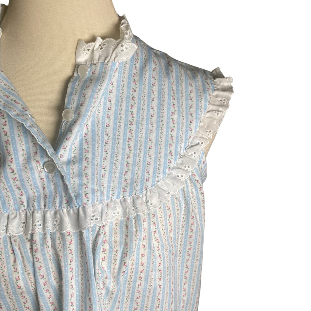 Vintage 70s Floral Striped Nightgown - Picture 2 of 4